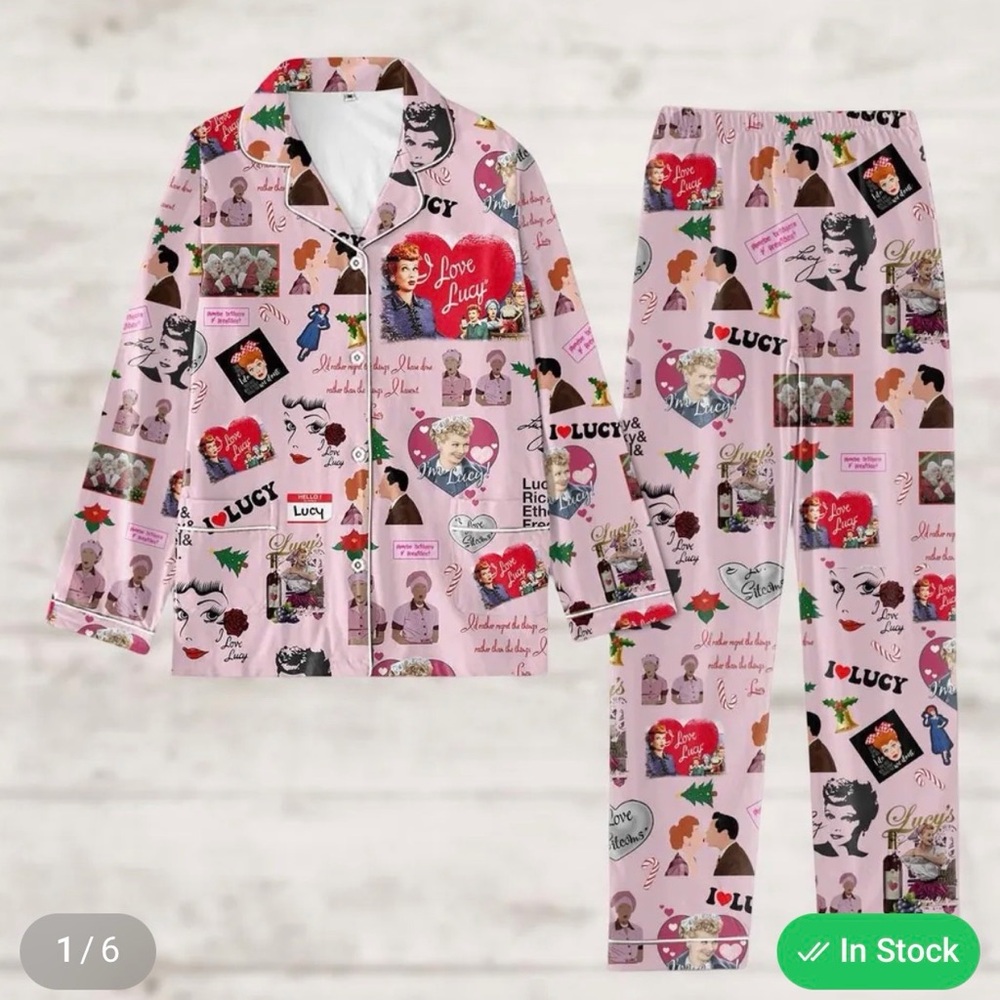Women’s large 'I Love Lucy' Pajama Set - Pink